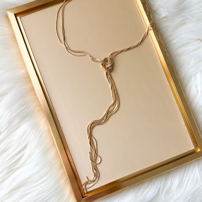 knotted chain Y shaped gold necklace