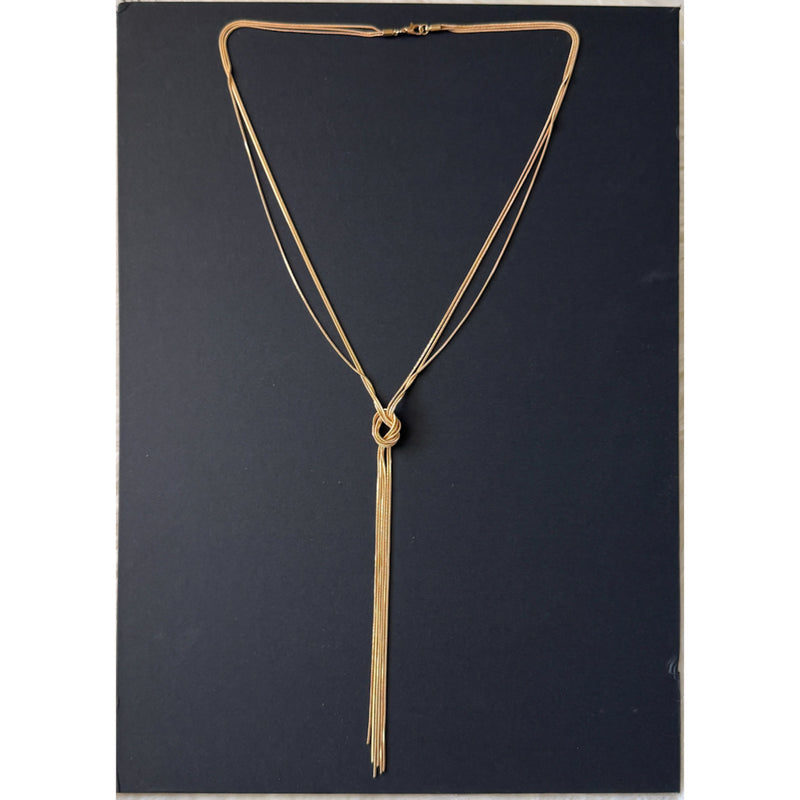 knotted chain Y shaped gold necklace
