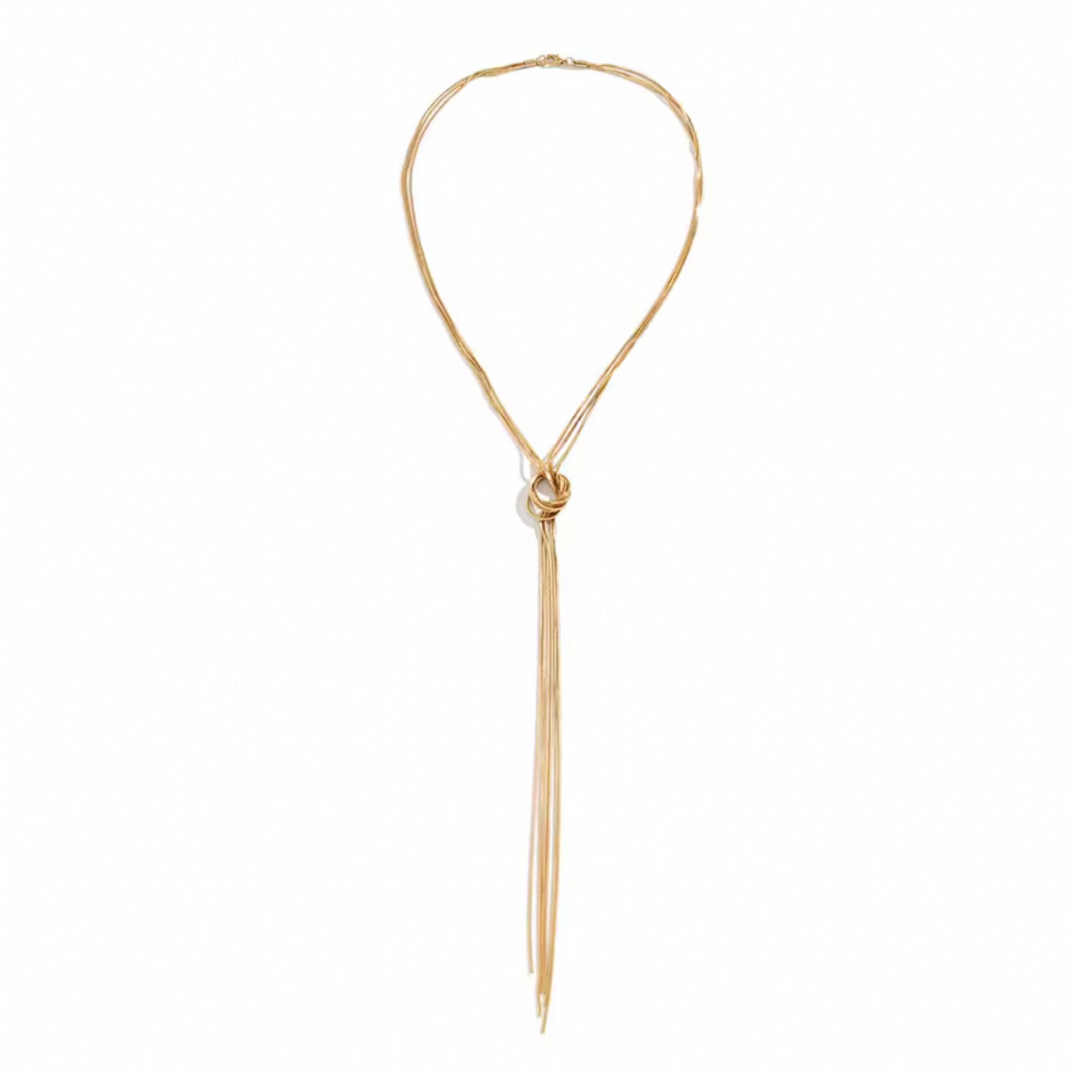 knotted chain Y shaped gold necklace