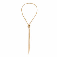knotted chain Y shaped gold necklace