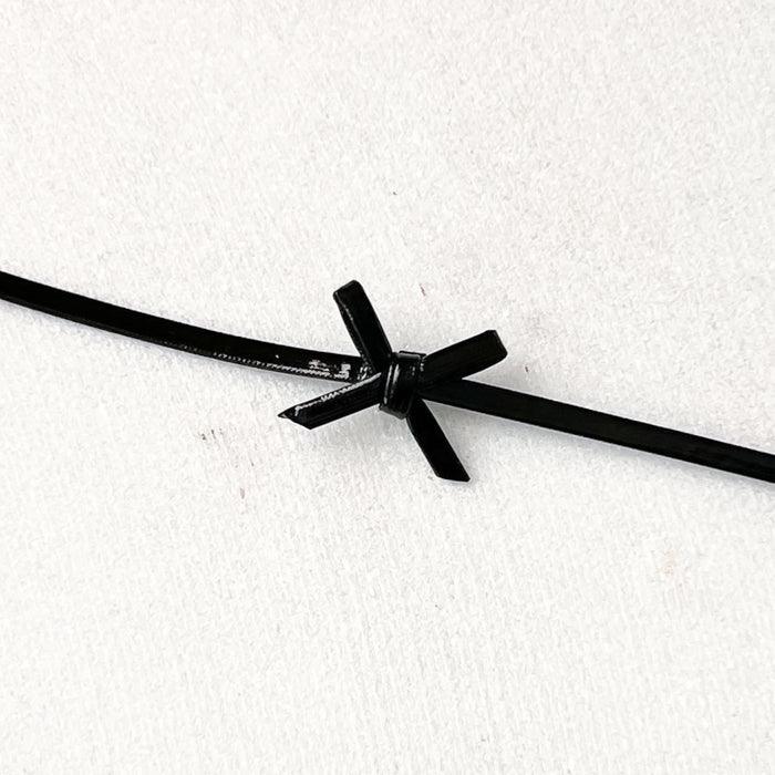 Midnight X Ribbon Choker patent leather - The Songbird Collection - black - pleather