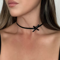 Midnight X Ribbon Choker patent leather - The Songbird Collection
