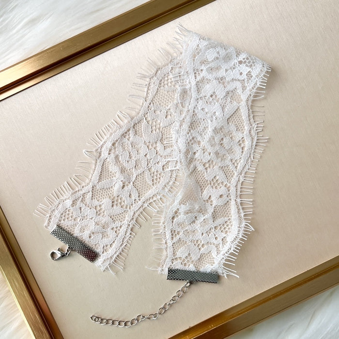 Naughty or Nice Lace Choker - black white - The Songbird Collection
