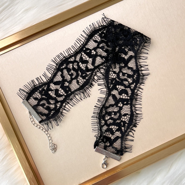 Naughty or Nice Lace Choker - black white - The Songbird Collection