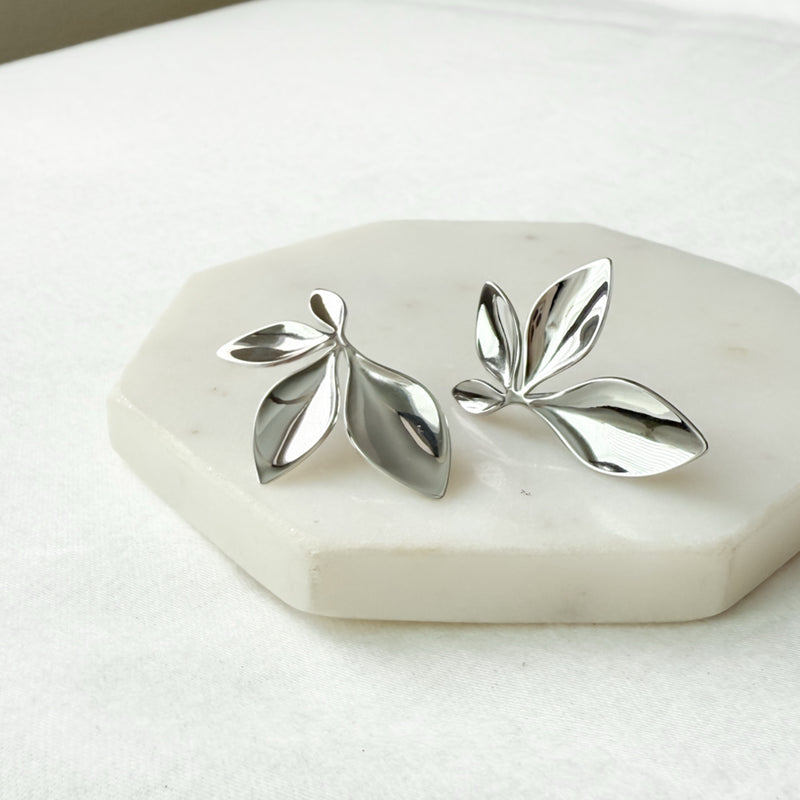 stainless steel floral petal earrings - The Songbird Collection - Petal d'Or Earrings
