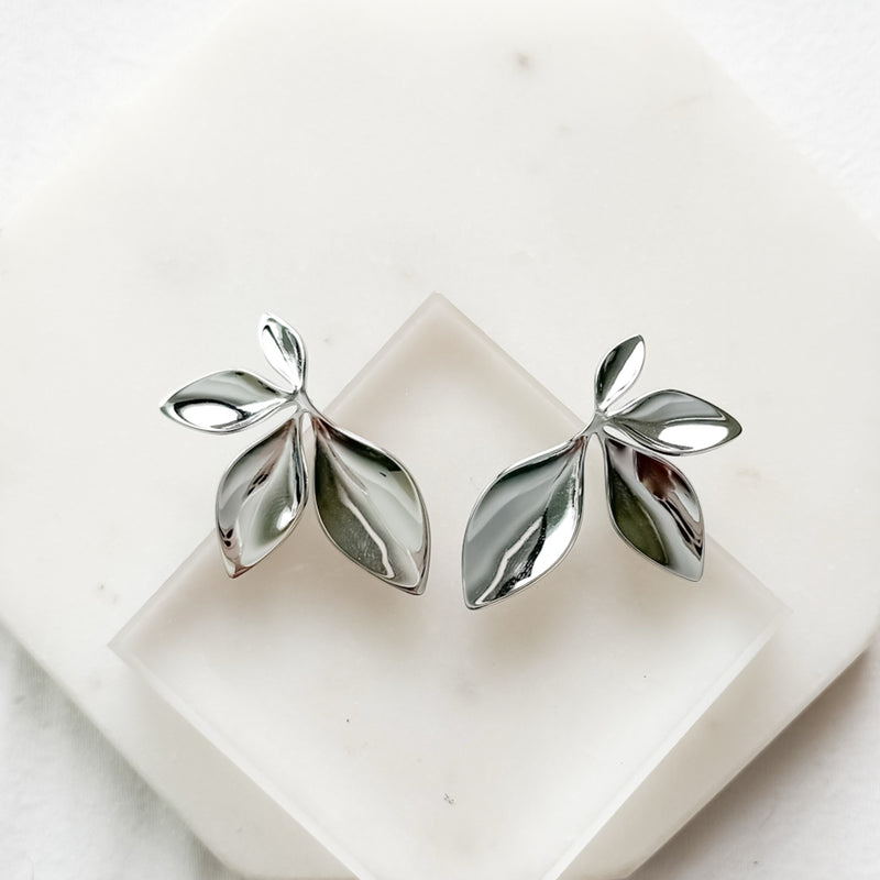 stainless steel floral petal earrings - The Songbird Collection - Petal d'Or 