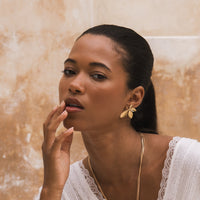 gold flower petal leaf earrings - The Songbird Collection - Petal d'Or Earrings