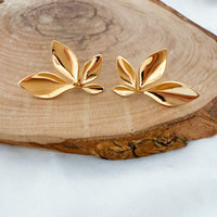Gold floral petal leaf earrings - PVD plating stainless steel - The Songbird Collection - Petal d'Or Earrings