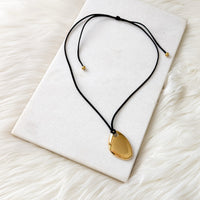 Serenity Rope Pendant Necklace - pebble shaped pendant - stainless steel - The Songbird Collection