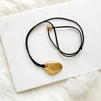 Serenity Rope Pendant Necklace - pebble shaped pendant - stainless steel - The Songbird Collection