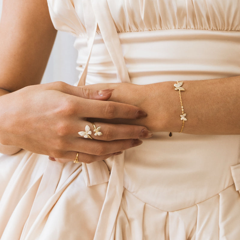 Sweet butterflies bracelet and ring - The Songbird Collection