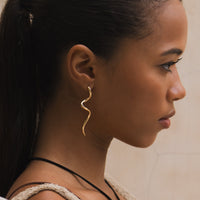 The Curve Drop Earrings - The Songbird Collection - wavy long stainless