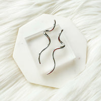 silver wavy earrings stainless steel