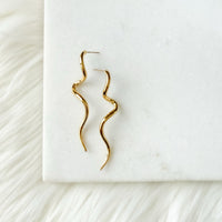 Gold wavy earrings stainless steel