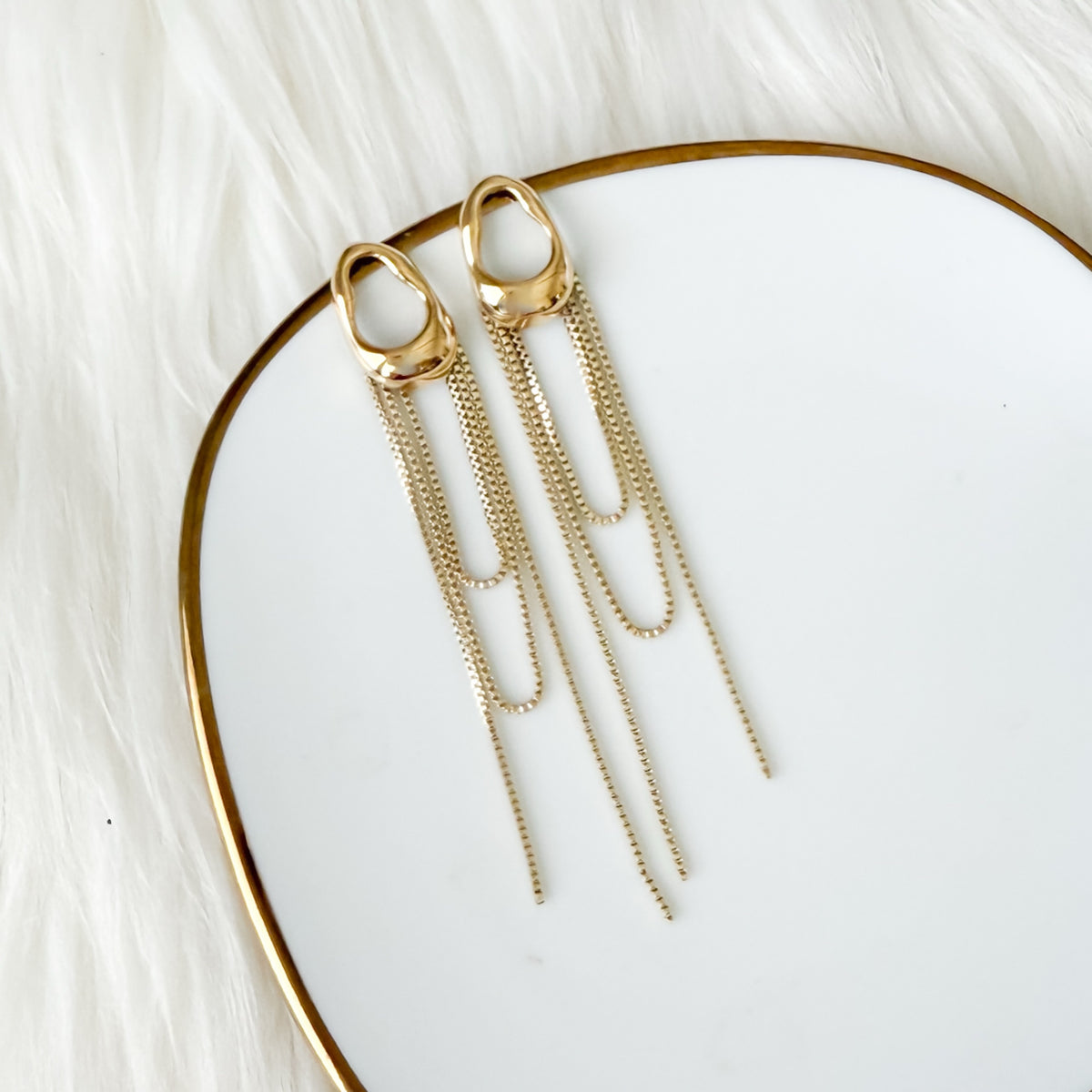 The Silhouette Draped Chain Earrings - stainless steel - The Songbird Collection