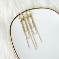 The Silhouette Draped Chain Earrings - stainless steel - The Songbird Collection