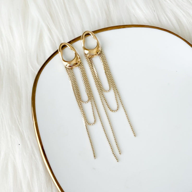 The Silhouette Draped Chain Earrings - stainless steel - The Songbird Collection