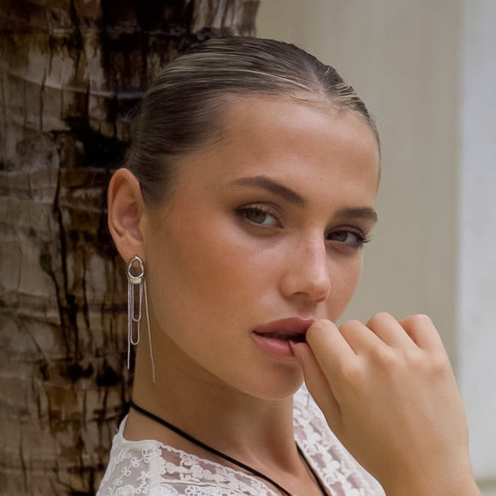 The Silhouette Draped Chain Earrings - stainless steel - The Songbird Collection