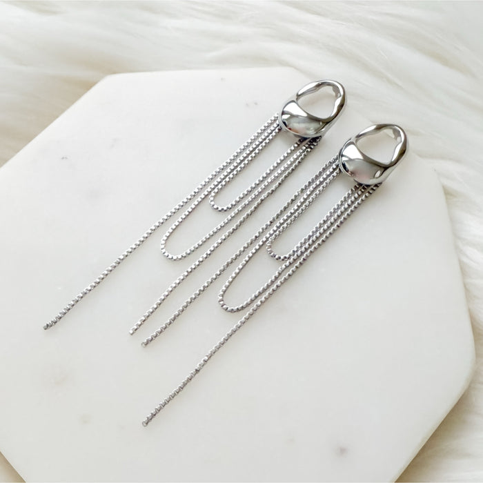 The Silhouette Draped Chain Earrings - stainless steel - The Songbird Collection