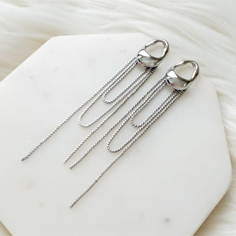 The Silhouette Draped Chain Earrings - stainless steel - The Songbird Collection
