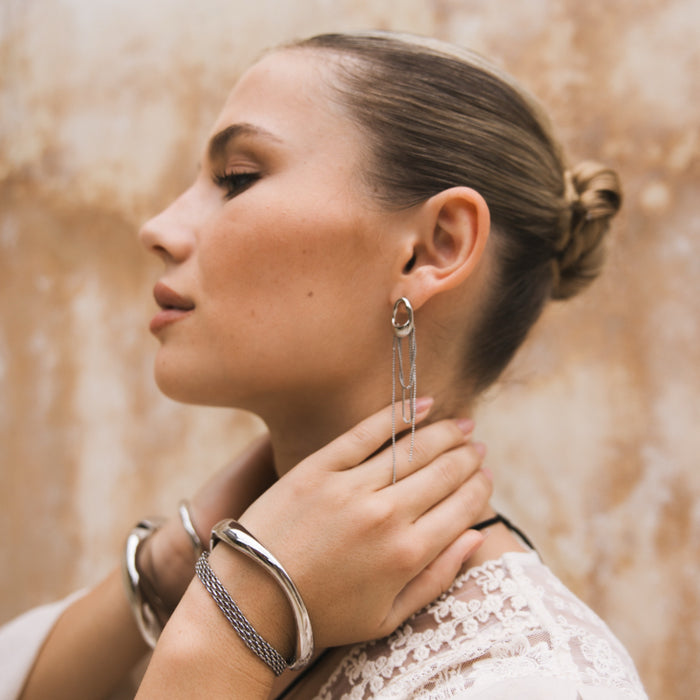 The Silhouette Draped Chain Earrings - stainless steel - The Songbird Collection