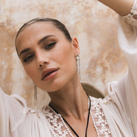The Silhouette Draped Chain Earrings - stainless steel - The Songbird Collection