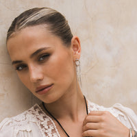 The Silhouette Draped Chain Earrings - stainless steel - The Songbird Collection
