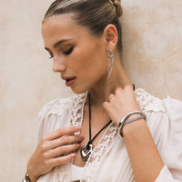 The Silhouette Draped Chain Earrings - stainless steel - The Songbird Collection