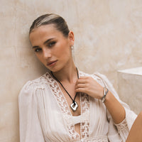smooth irregular pendant suede cord rope tie necklace - The Songbird Collection 