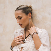 smooth irregular pendant suede cord rope tie necklace - The Songbird Collection 