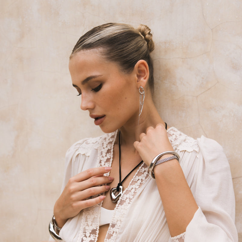 smooth irregular pendant suede cord rope tie necklace - The Songbird Collection 