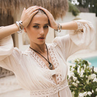 smooth irregular pendant suede cord rope tie necklace - chain earrings - bracelets - The Songbird Collection 