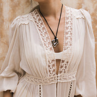 smooth irregular pendant suede cord rope tie necklace - The Songbird Collection