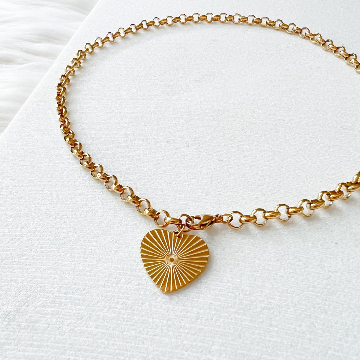 Treasured Heart Necklace - The Songbird Collection. gold plating on stainless steel