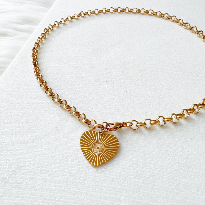 Treasured Heart Necklace - The Songbird Collection. gold plating on stainless steel