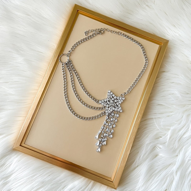 Starfall Rhinestone Statement Necklace