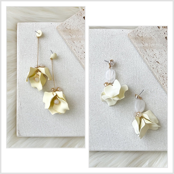 Vanilla Cream Petal Drop Earrings -  3 COLORS!