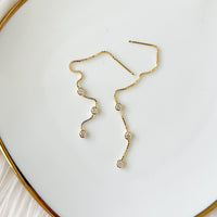 Jolie Bezel Drop Threader Earrings