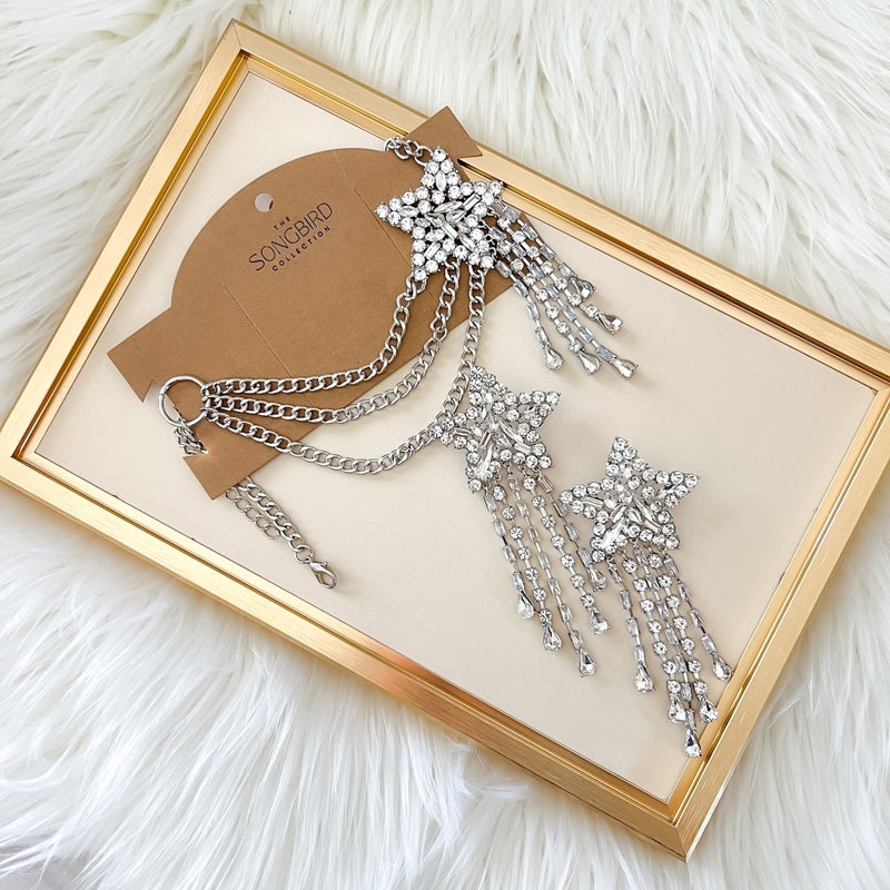 Starfall Rhinestone Statement Necklace