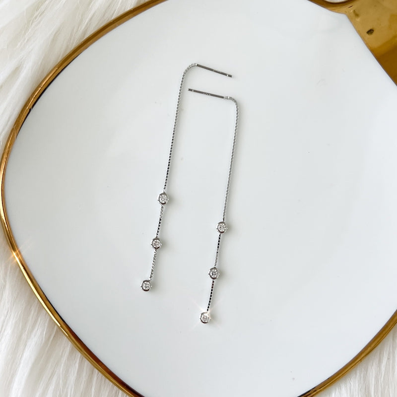 Jolie Bezel Drop Threader Earrings - LAST CHANCE!