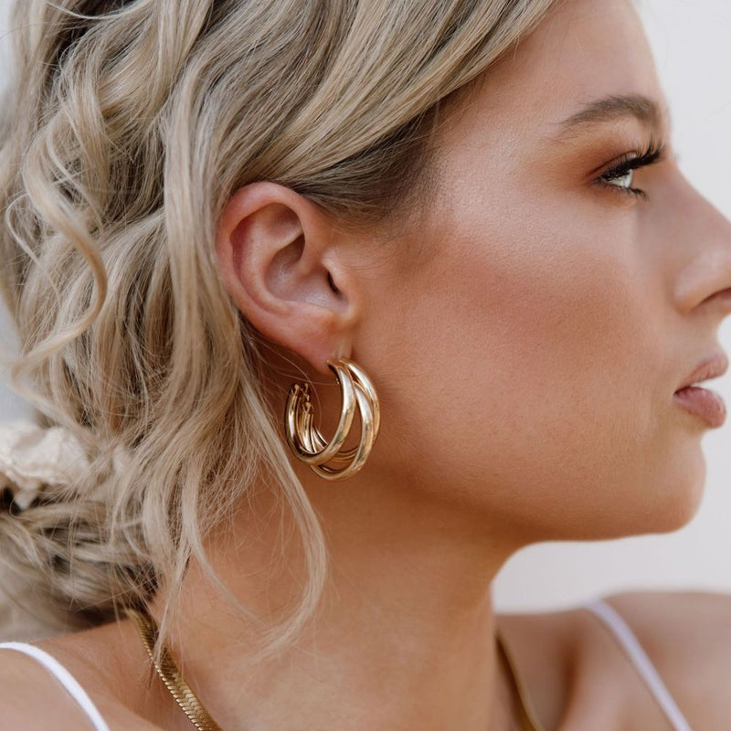 Mika 3 Hoop Earrings-Earrings-The Songbird Collection