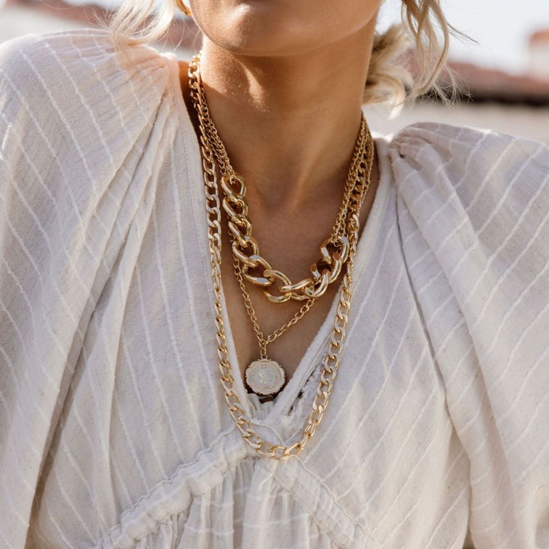 Letizia Layered Chain Necklace-Necklaces-The Songbird Collection