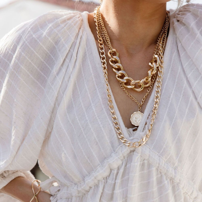 Letizia Layered Chain Necklace-Necklaces-The Songbird Collection