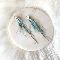 Feather & Rhinestone Duster Earrings - The Songbird Collection 