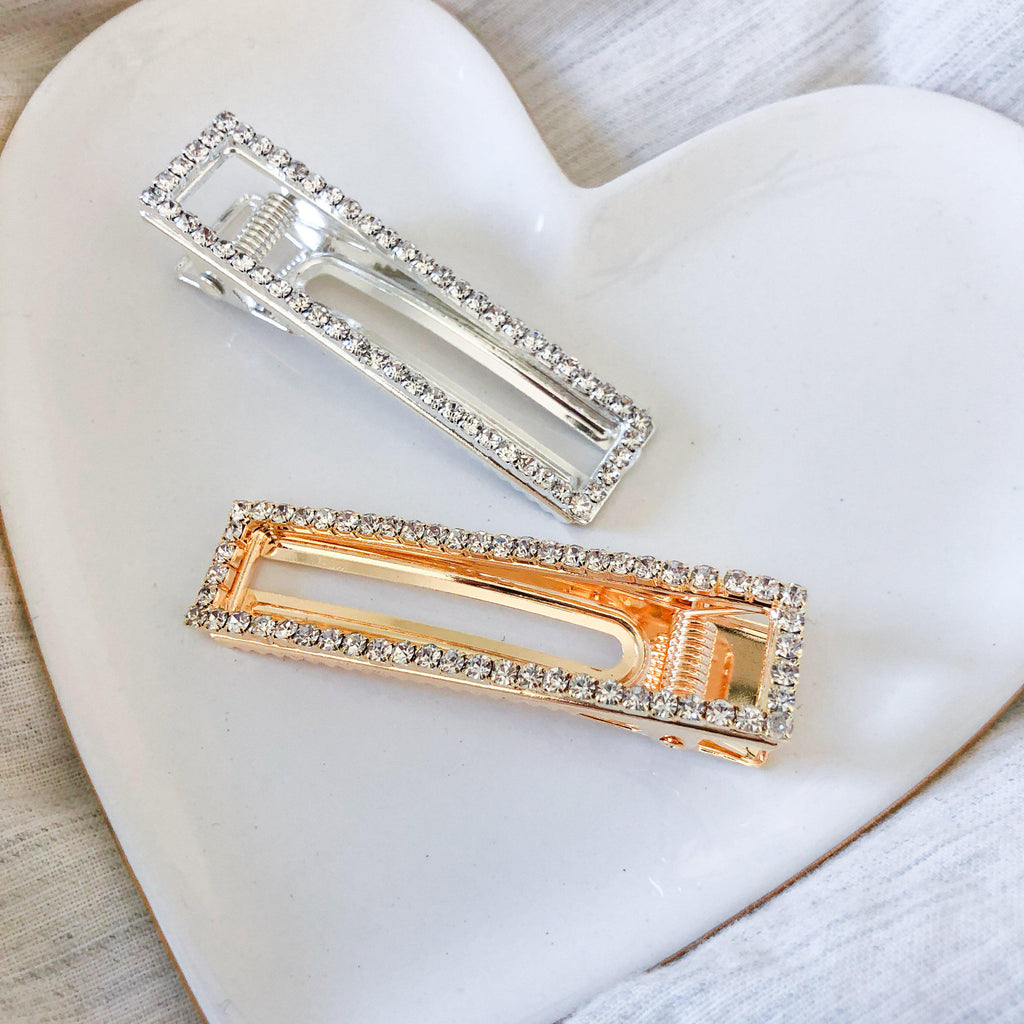Rectangle Rhinestone Hair Clip - LAST CHANCE! Hurry, Low Stock! - The Songbird Collection 