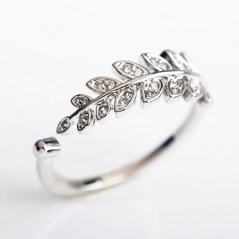 Bejeweled Leaf Ring - The Songbird Collection 