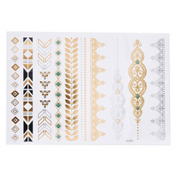 Colored Metallic Temporary Tattoos - 4 Designs of Lines and Stripes - The Songbird Collection 