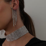 Paris Amour Rhinestone Hoop + Tassel Ear Cuff-Earrings-The Songbird Collection