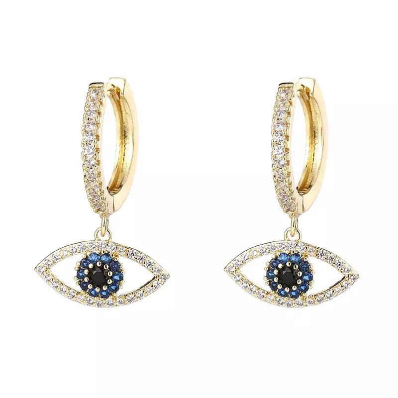 Blue Eye Huggies-Earrings-The Songbird Collection