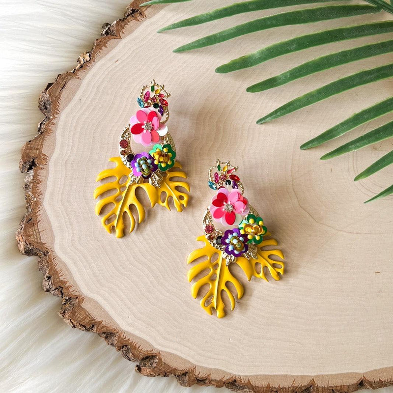 Caribbean Palm Leaf Earrings - The Songbird Collection 